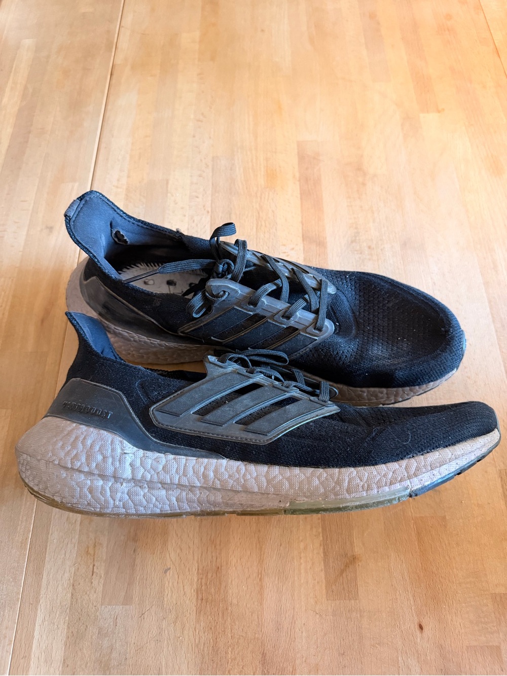 adidas Ultraboost 21 Athletic Running Shoes - Black and Blue Oxide